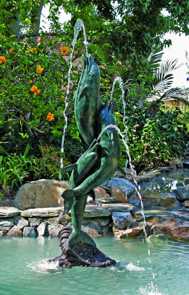 Entwined Dolphins Sculpture Fountain Feature Grand Scale Trio